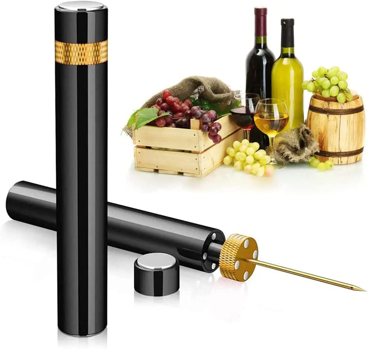 Wine Preservation Pump - Hava Pompalı Şarap Şişesi Açacağı Kırmızı