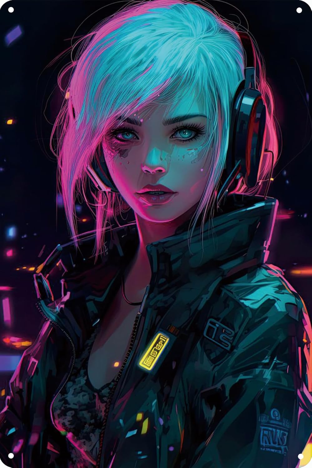 Home Bar And Coffee - Anime Kız Neon Metal alüminyum poster