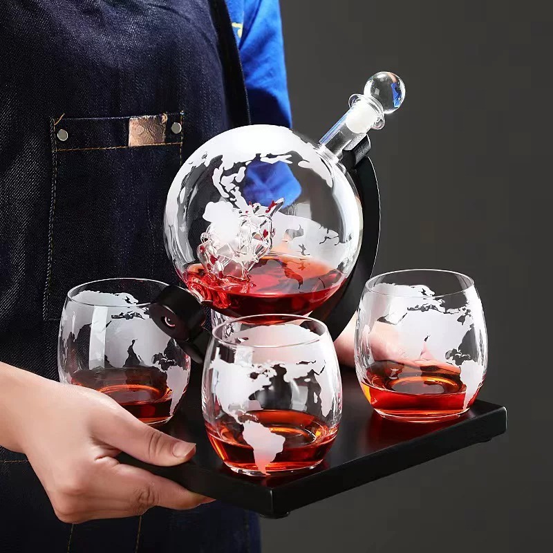 Decanter Globe Set - Dekoratif Küre Şarap Sürahisi Seti, Ev